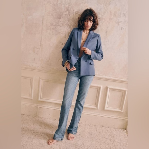 Sezane Christie Jacket Blazer Vintage Blue Size 42 - Picture 3 of 12